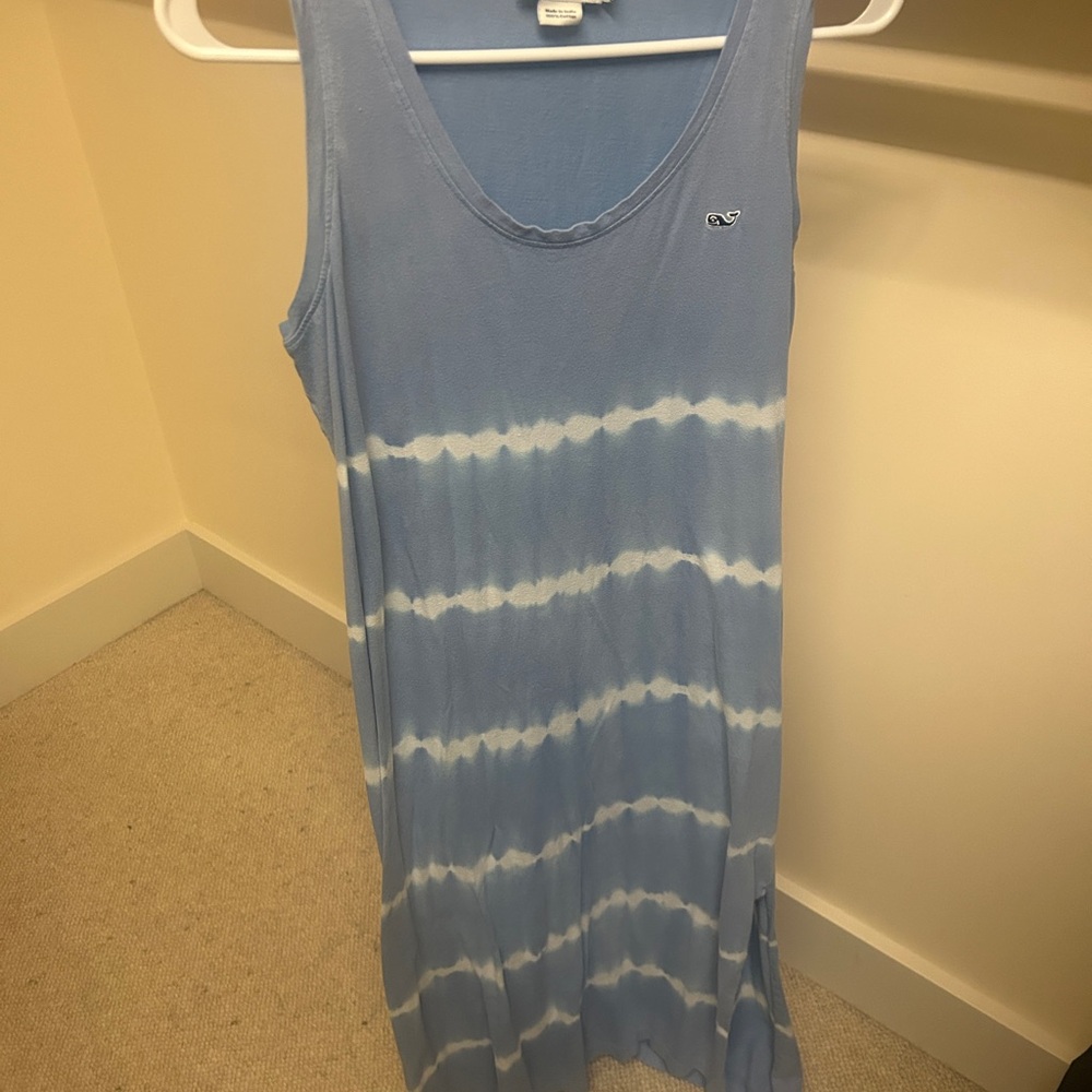 Vineyard Vines Long Cotton Blue and White Striped Sleeveless Dress